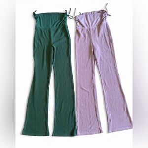 NWT PINK Victoria's Secret Green and Pink waffle Knit flare small long